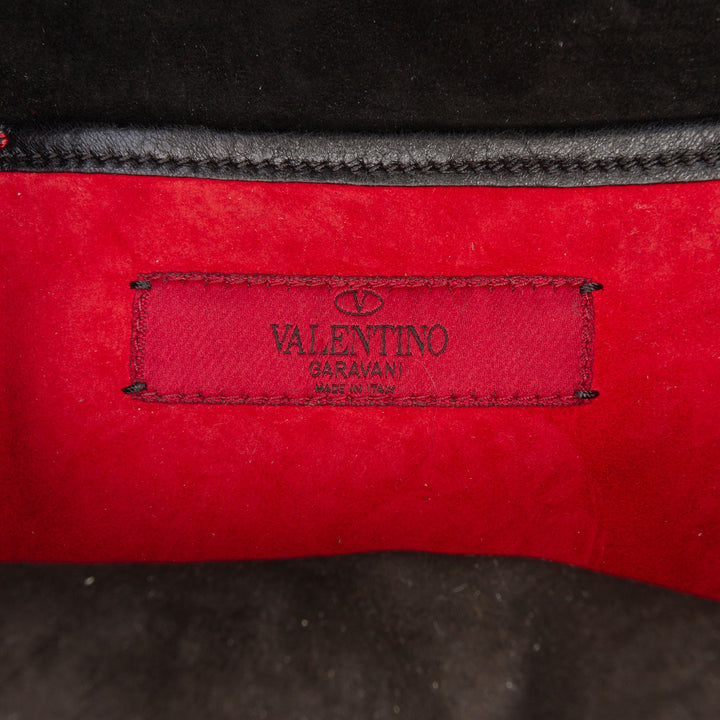 Valentino Matelassé froissé Cuir Rockstud Double Zip Sac caméra