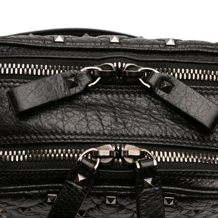 Valentino Matelassé froissé Cuir Rockstud Double Zip Sac caméra