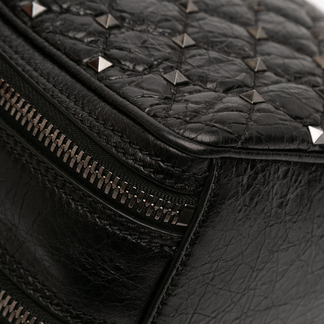 Valentino Matelassé froissé Cuir Rockstud Double Zip Sac caméra