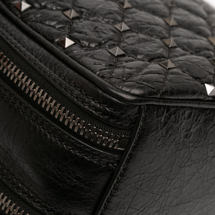Valentino Matelassé froissé Cuir Rockstud Double Zip Sac caméra