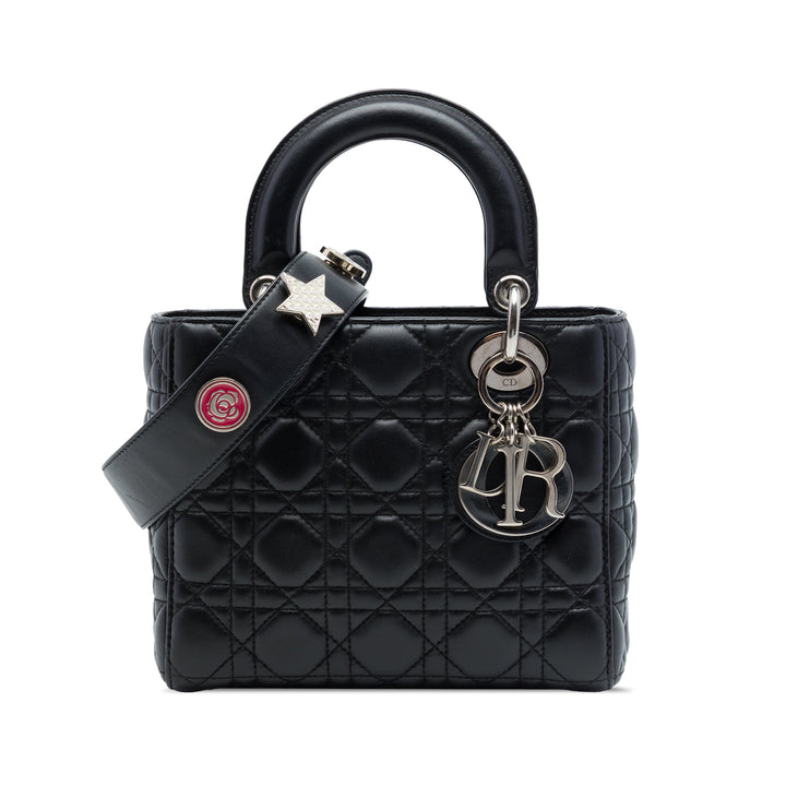 Dior Sac à main Lady Dior Cannage MyABCDior Petit Cuir d'agneau Noir – vue principale – GABY PARIS