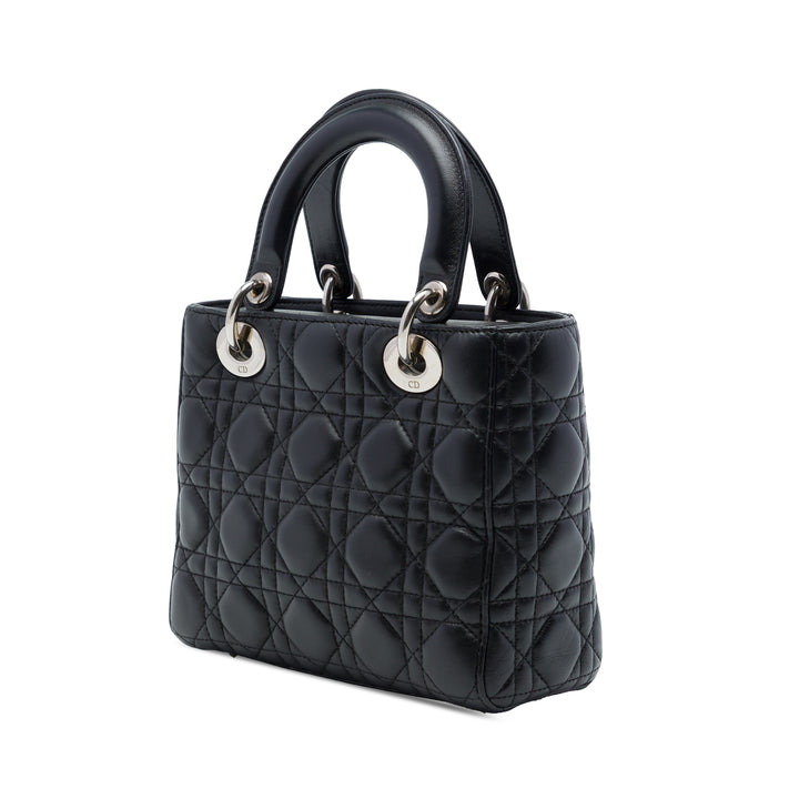 Dior Sac à main Lady Dior Cannage MyABCDior Petit Cuir d'agneau Noir – vue 2 – GABY PARIS