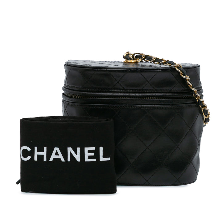 Quilted Lambskin Tassel Vanity Case Black - Gaby Paris