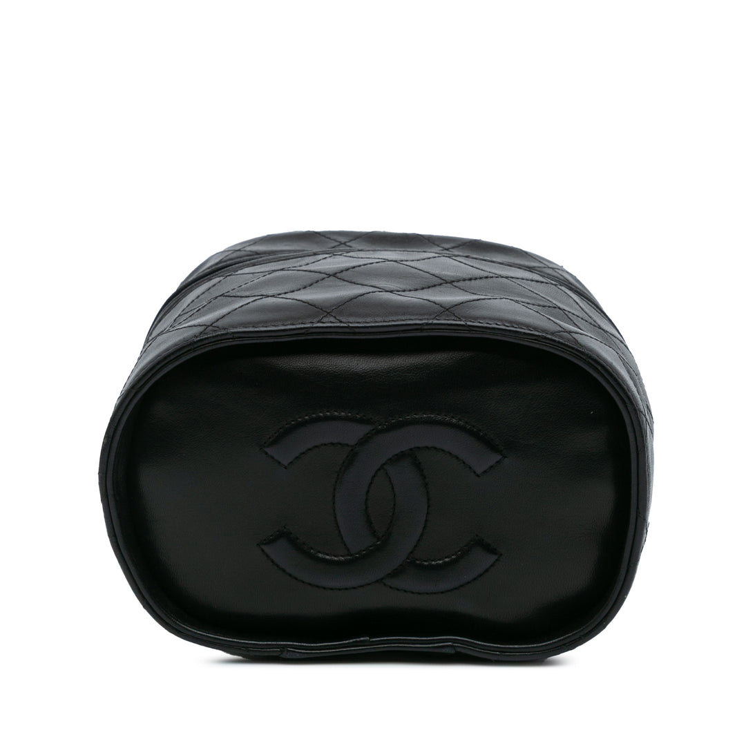 Quilted Lambskin Tassel Vanity Case Black - Gaby Paris