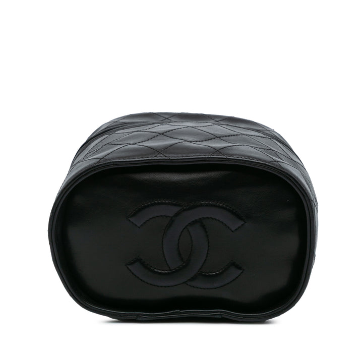 Quilted Lambskin Tassel Vanity Case Black - Gaby Paris