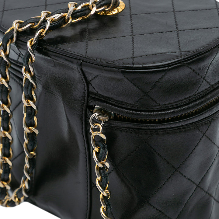 Quilted Lambskin Tassel Vanity Case Black - Gaby Paris