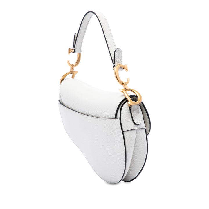 grainé Saddle Sac Mini Cuir de veau grainé Blanc