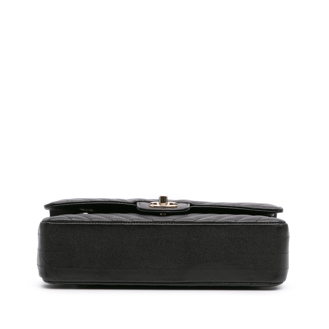Medium Classic Chevron Caviar Double Flap Black - Gaby Paris
