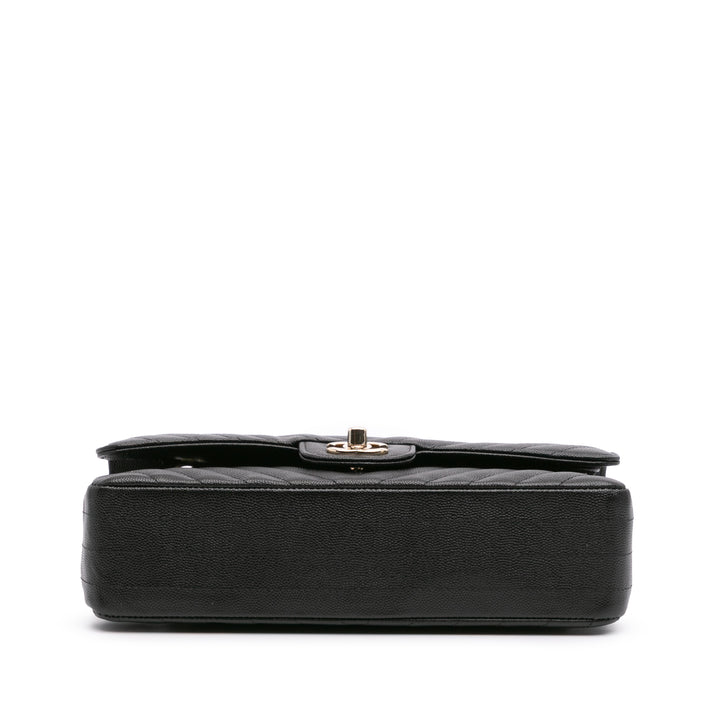 Medium Classic Chevron Caviar Double Flap Black - Gaby Paris