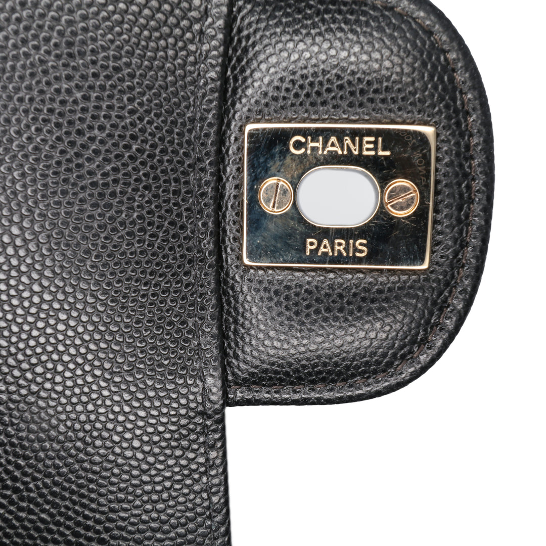 Medium Classic Chevron Caviar Double Flap Black - Gaby Paris