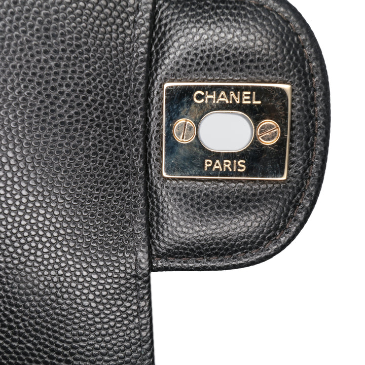 Medium Classic Chevron Caviar Double Flap Black - Gaby Paris