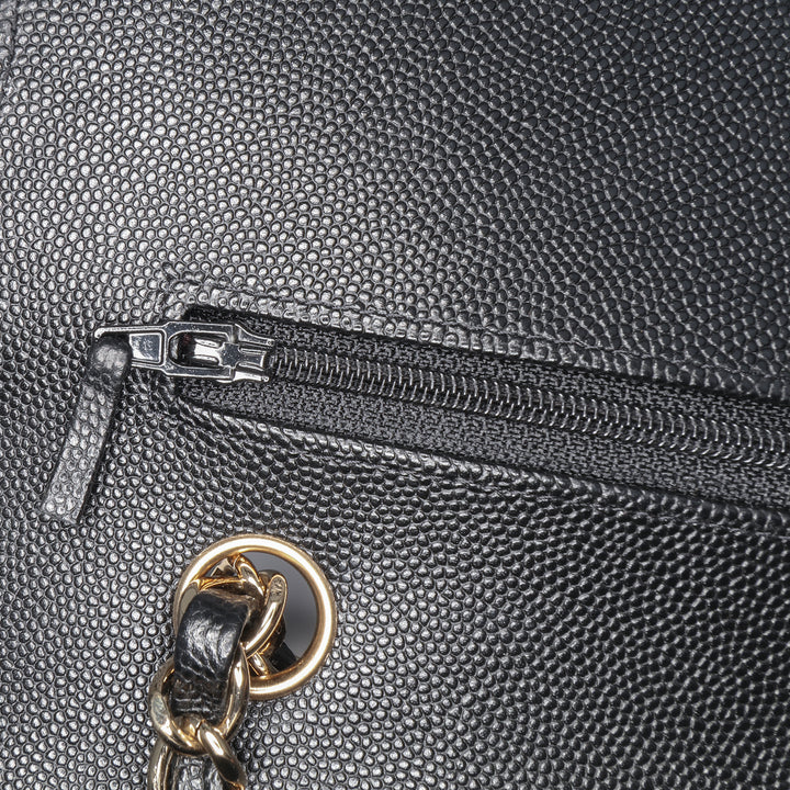 Medium Classic Chevron Caviar Double Flap Black - Gaby Paris