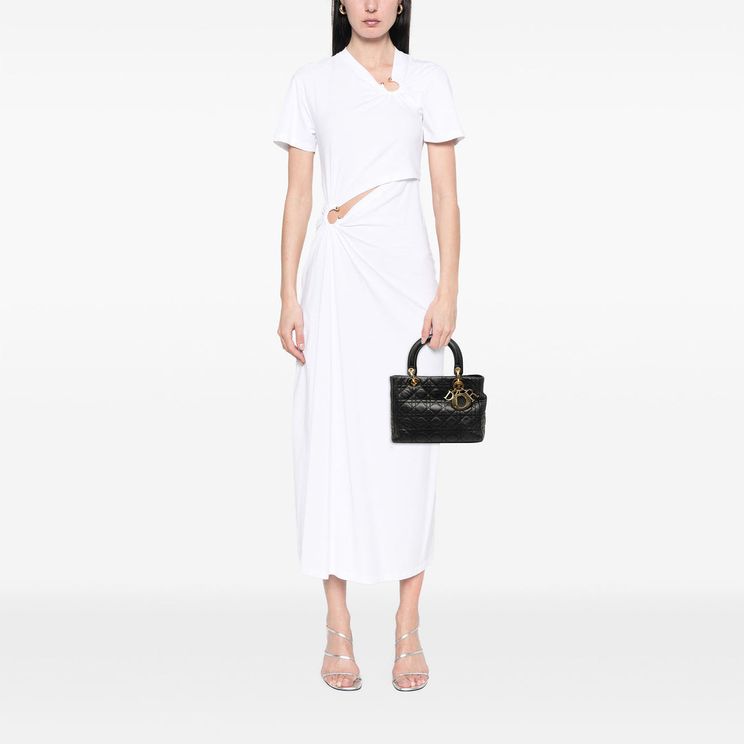 Lady Dior Cannage Moyen Cuir d'agneau Noir