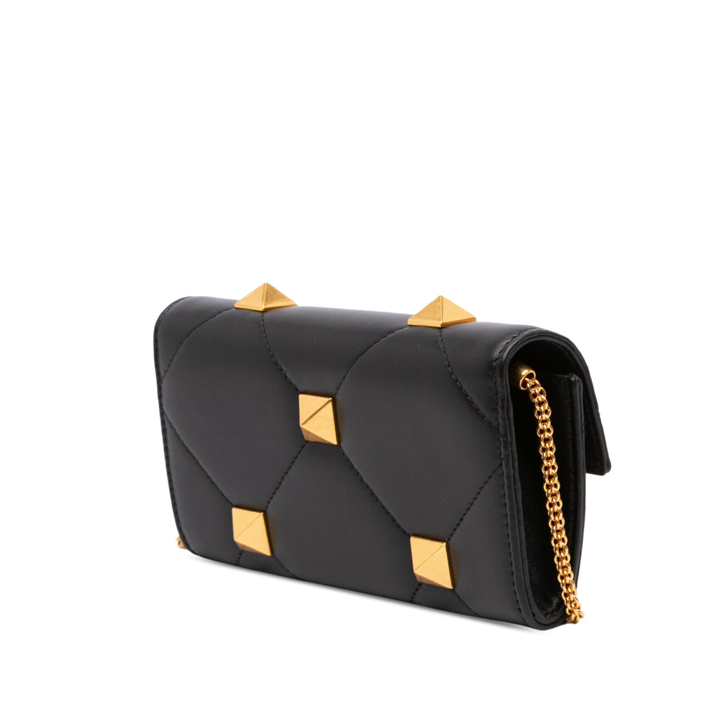 Valentino Roman Stud Wallet on Chain nappa Noir – vue 2 – GABY PARIS