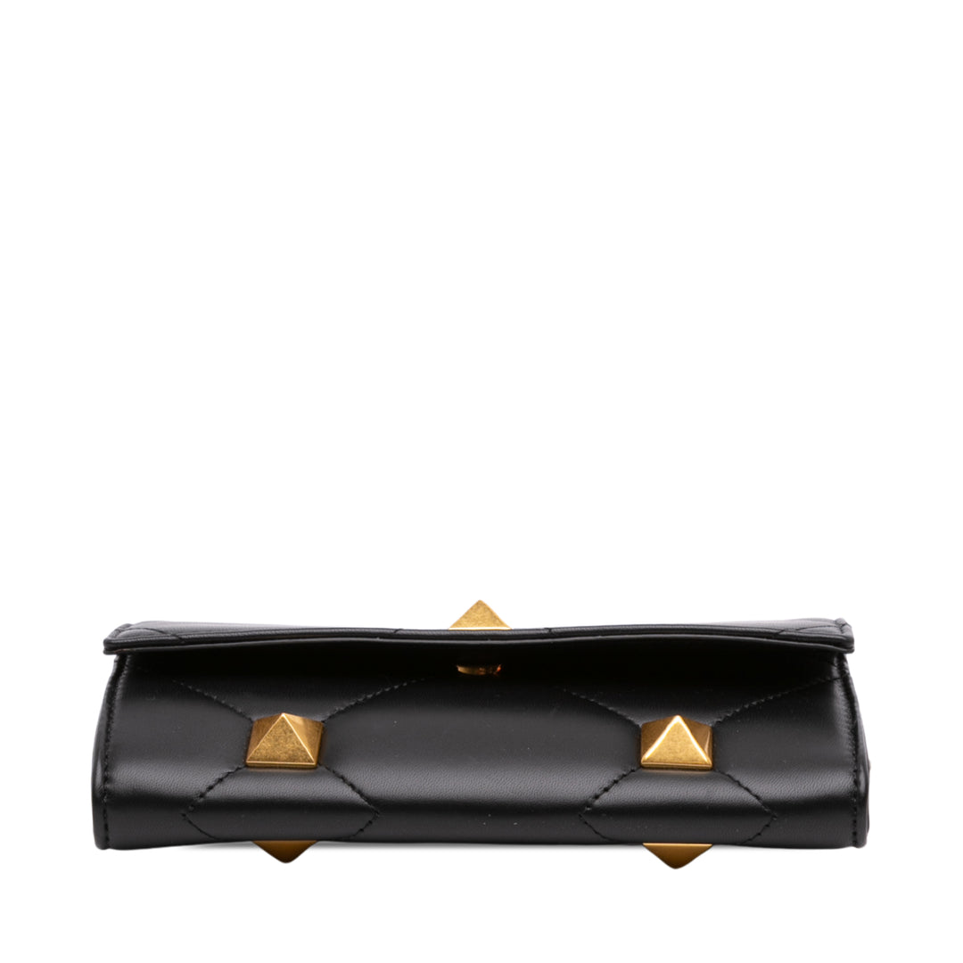 Valentino Roman Stud Wallet on Chain nappa Noir – vue 3 – GABY PARIS