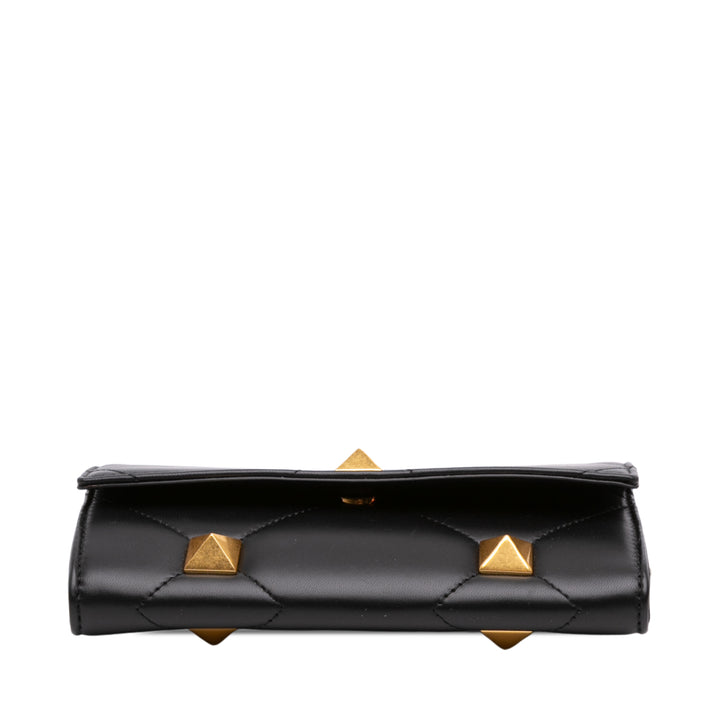 Valentino Roman Stud Wallet on Chain nappa Noir – vue 3 – GABY PARIS