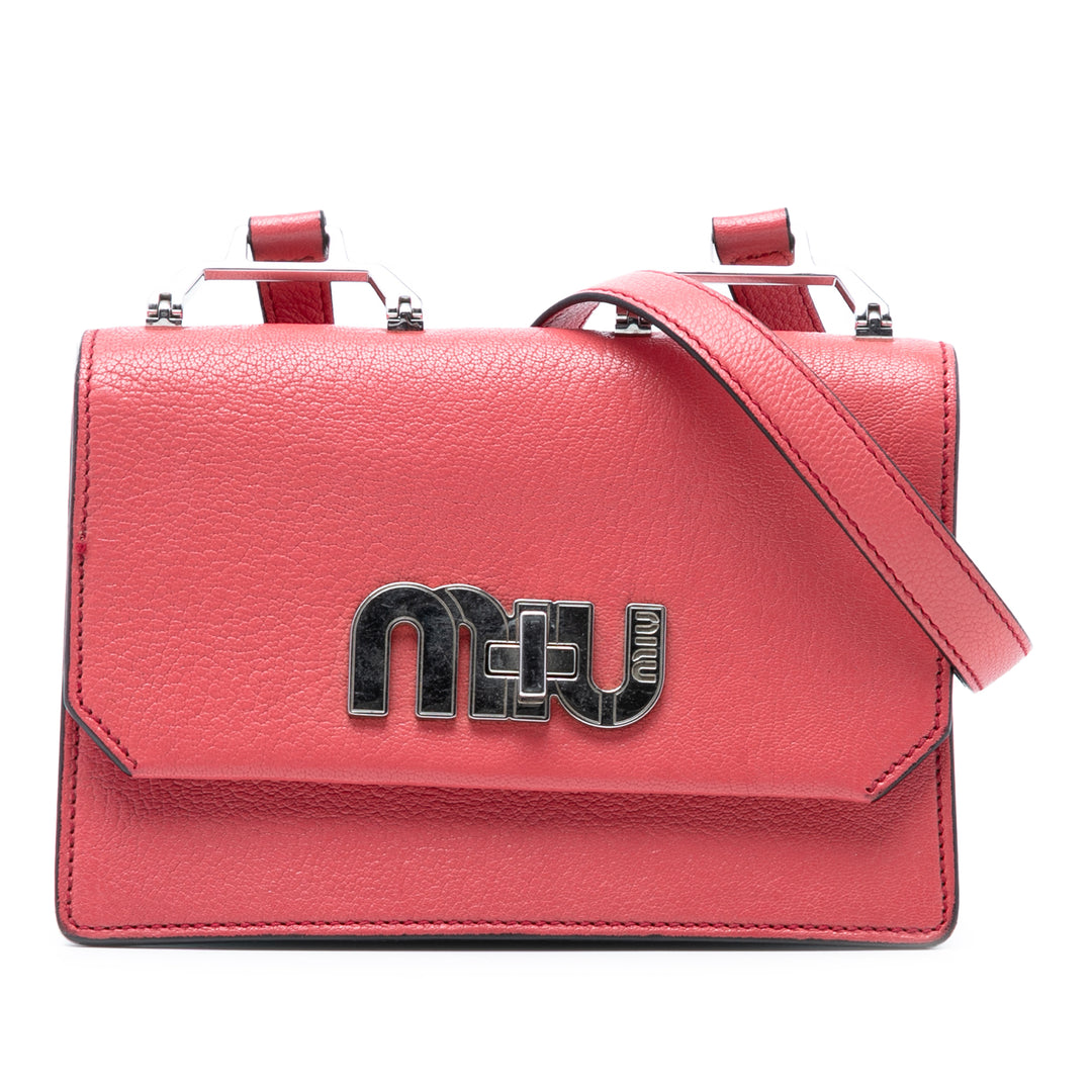 Miu Miu Madras Miu Logo Sac Cuir de chèvre