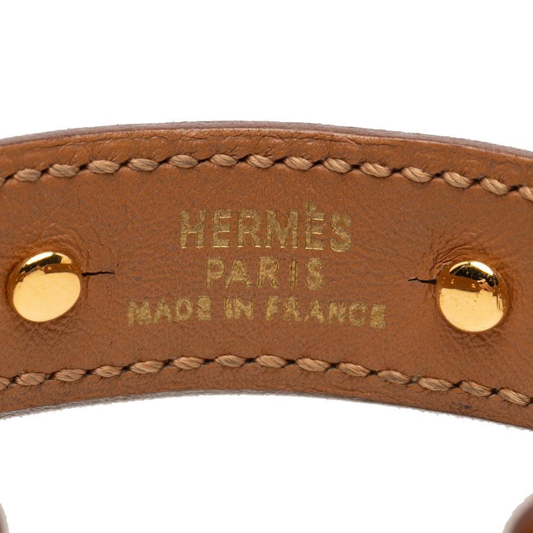 Hermès Cuir et plaqué Chaine d Ancre Cuff Bracelet