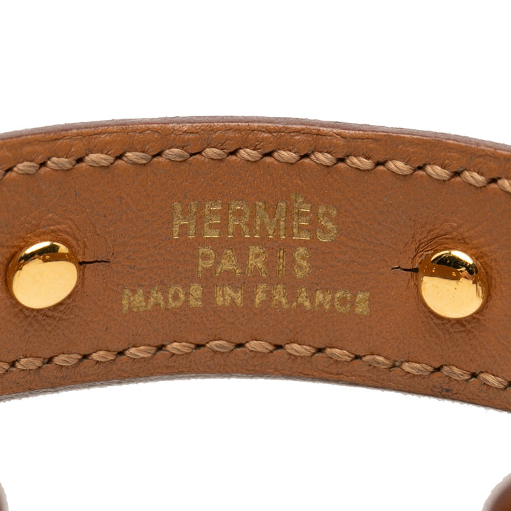 Hermès Cuir et plaqué Chaine d Ancre Cuff Bracelet