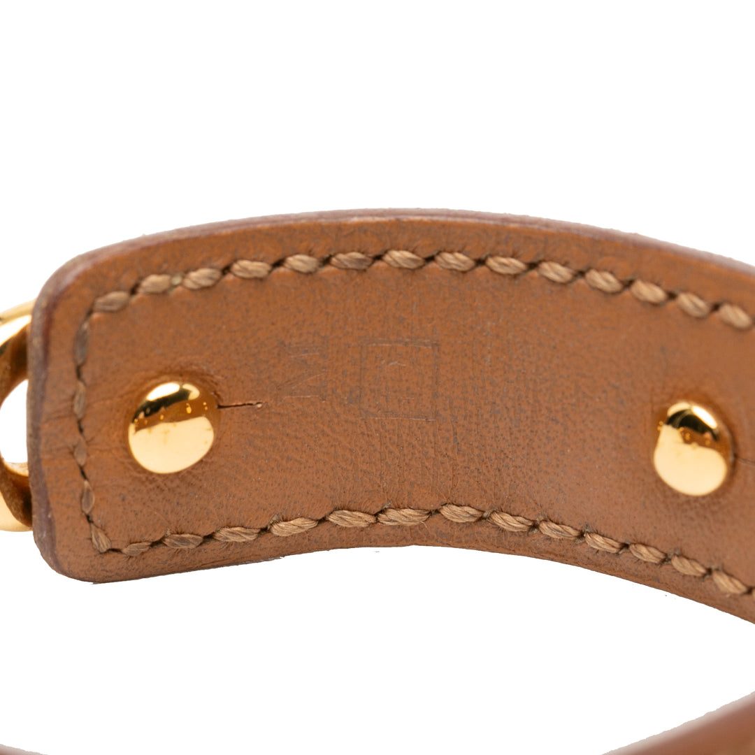 Hermès Cuir et plaqué Chaine d Ancre Cuff Bracelet