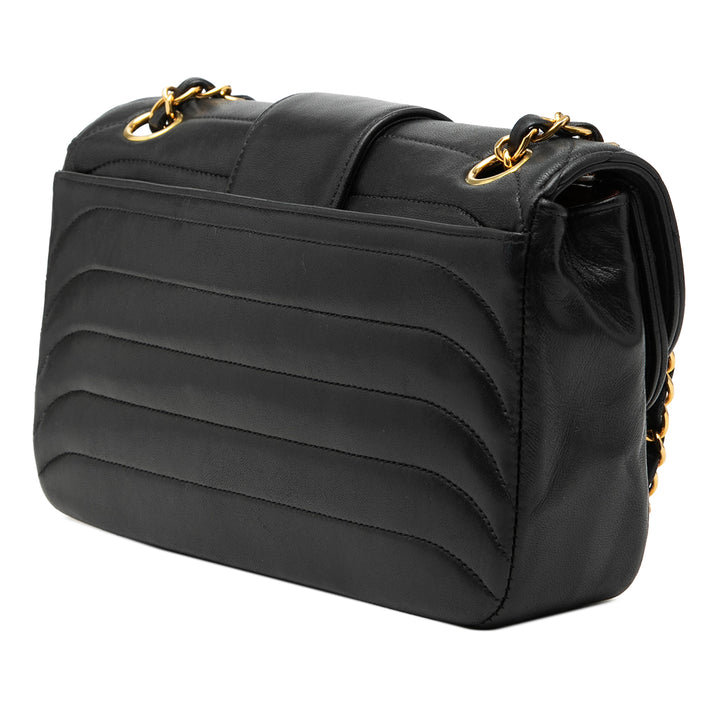 Chanel CC Horizontal Matelassé Cuir d’agneau Double rabat