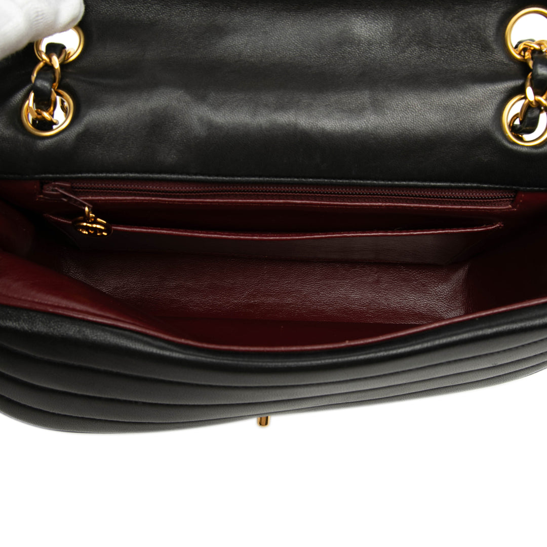 Chanel CC Horizontal Matelassé Cuir d’agneau Double rabat