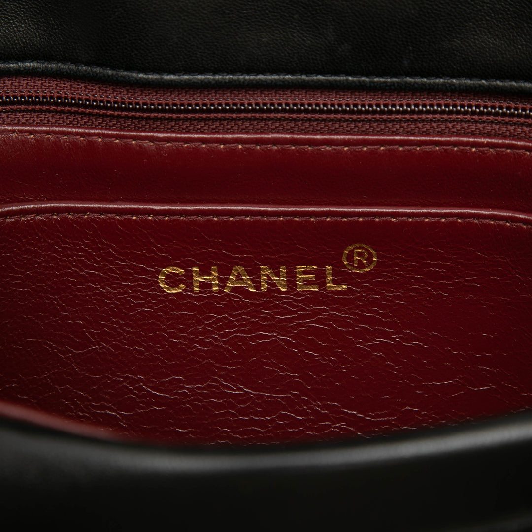 Chanel CC Horizontal Matelassé Cuir d’agneau Double rabat