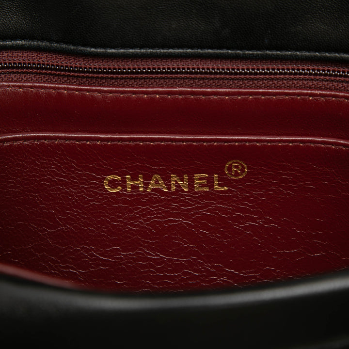 Chanel CC Horizontal Matelassé Cuir d’agneau Double rabat