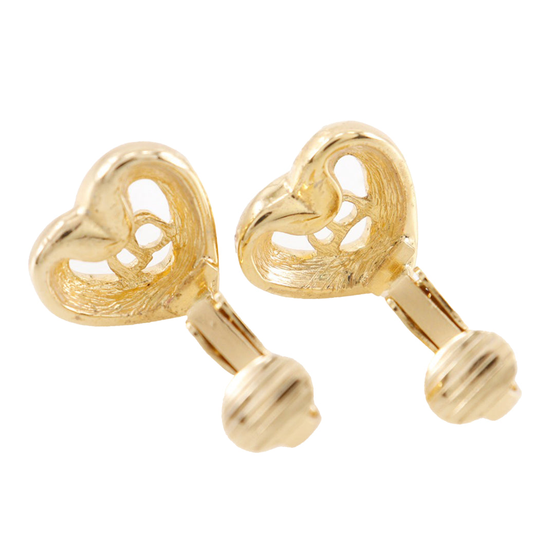 Dior plaqué Strass CD Logo Heart Pendant Collier et Clip On Boucles d’oreilles Set
