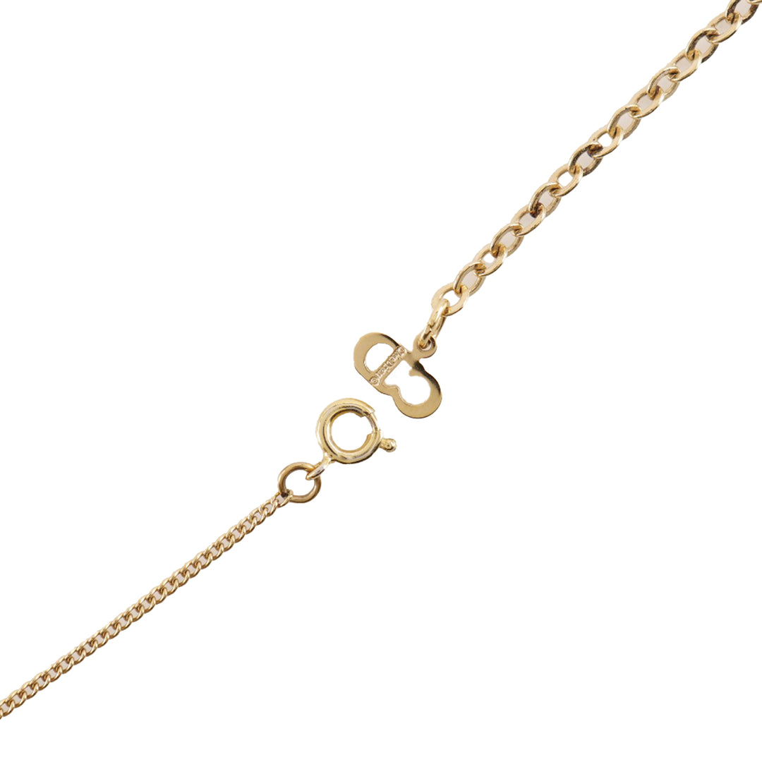 Dior plaqué Strass CD Logo Heart Pendant Collier et Clip On Boucles d’oreilles Set