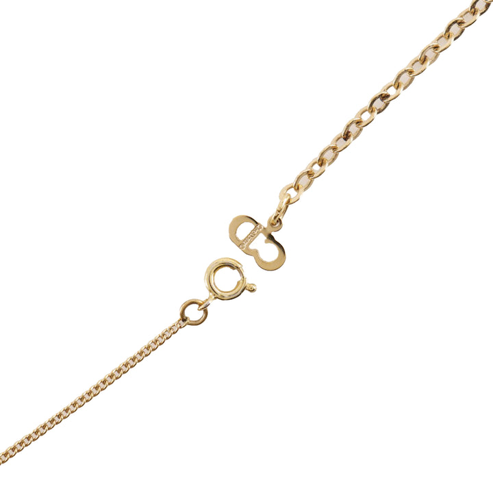 Dior plaqué Strass CD Logo Heart Pendant Collier et Clip On Boucles d’oreilles Set