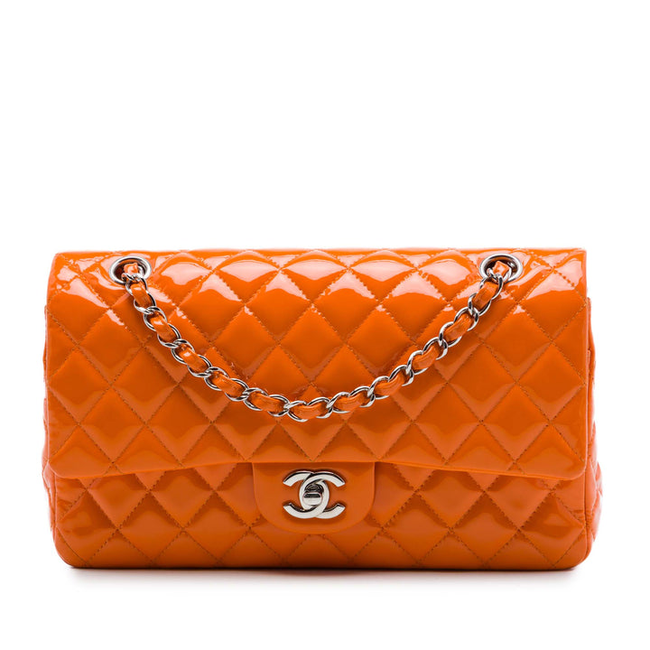 Chanel Medium Classic Cuir verni Double rabat