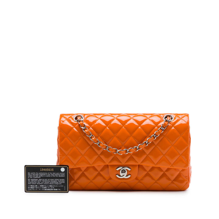 Chanel Medium Classic Cuir verni Double rabat
