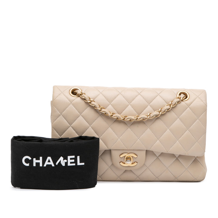 Medium Classic Lambskin Double Flap Brown - Gaby Paris