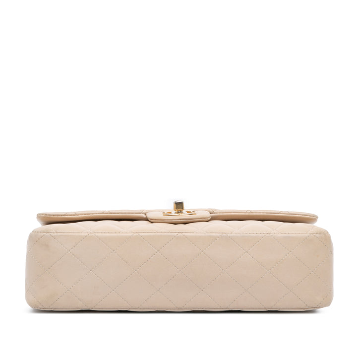 Medium Classic Lambskin Double Flap Brown - Gaby Paris
