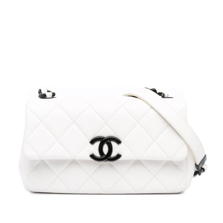 Small Quilted Caviar My Everything Flap White - Gaby Paris