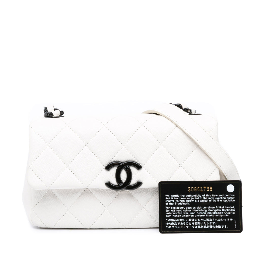 Small Quilted Caviar My Everything Flap White - Gaby Paris