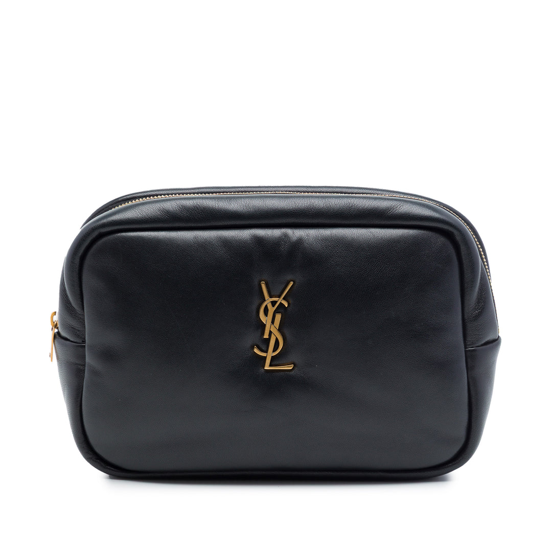 Saint Laurent Small Padded Cuir d'agneau Monogram Calypso Cosmetic Pochette