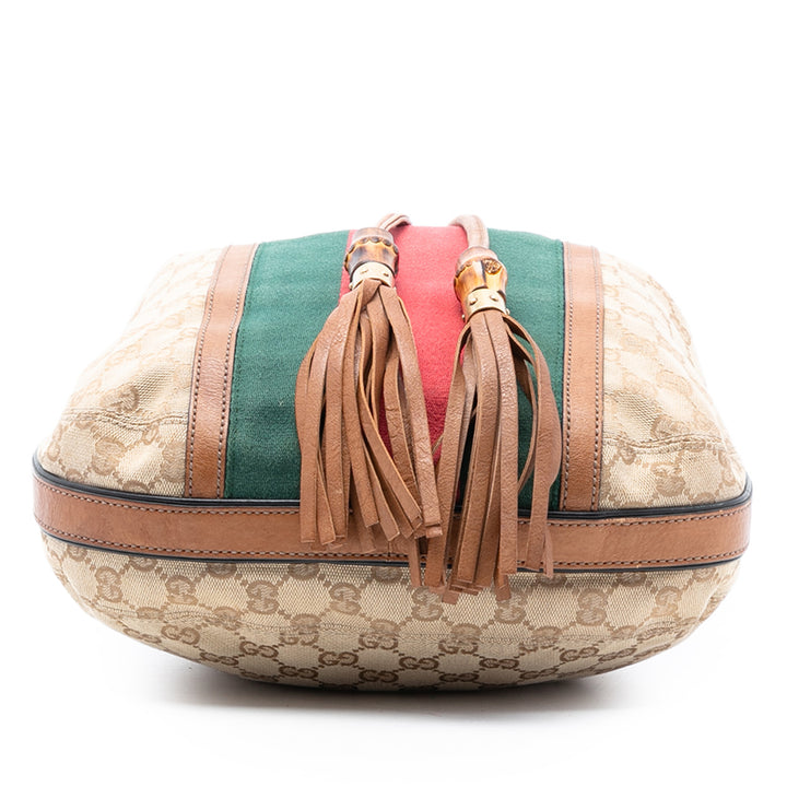 Gucci GG Toile Web Rania Drawstring Hobo