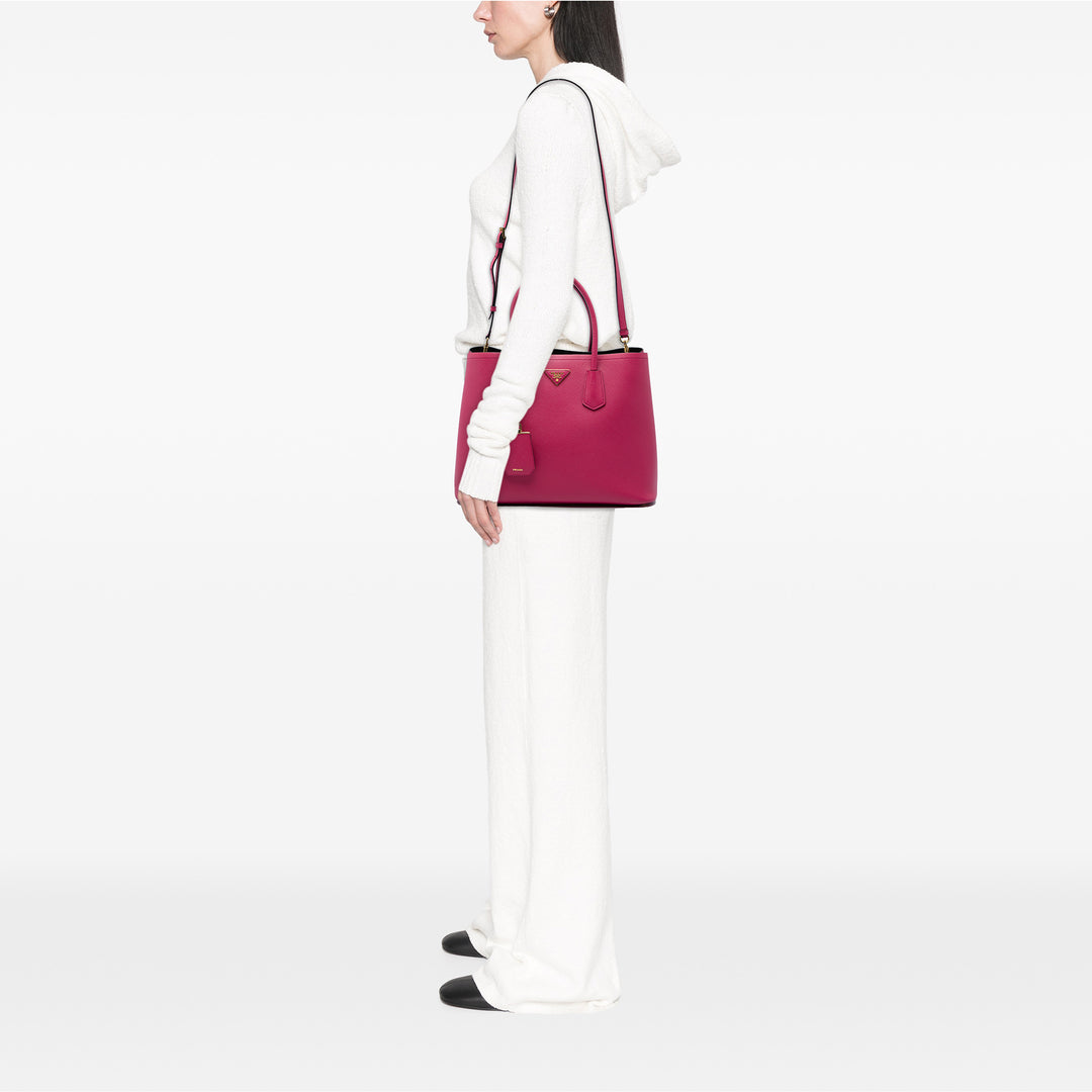Prada Sac à main Double Saffiano Moyen Rose – vue 5 – GABY PARIS