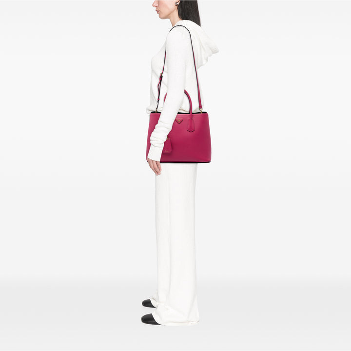 Prada Sac à main Double Saffiano Moyen Rose – vue 5 – GABY PARIS