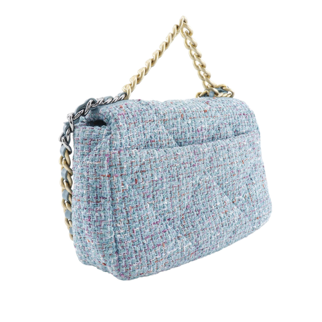 Chanel Sac à main 19 à rabat Tweed Moyen Bleu – vue 3 – GABY PARIS