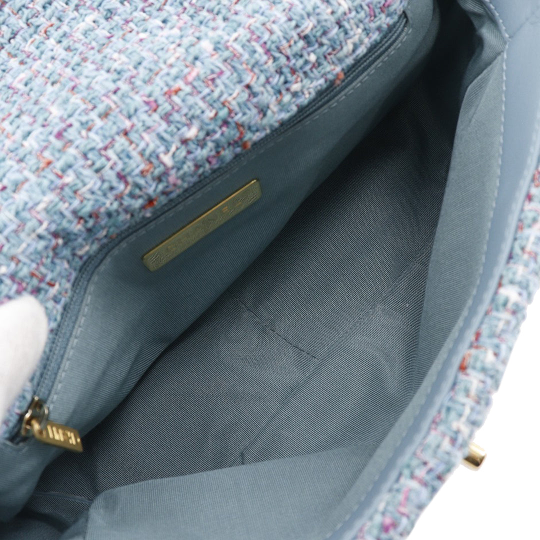 Chanel Sac à main 19 à rabat Tweed Moyen Bleu – vue 4 – GABY PARIS