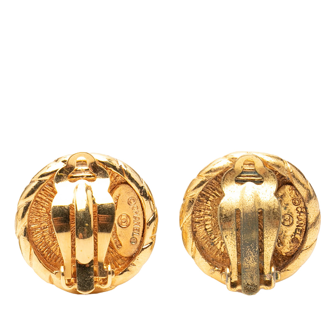 Chanel plaqué CC Rond Clip On Boucles d’oreilles