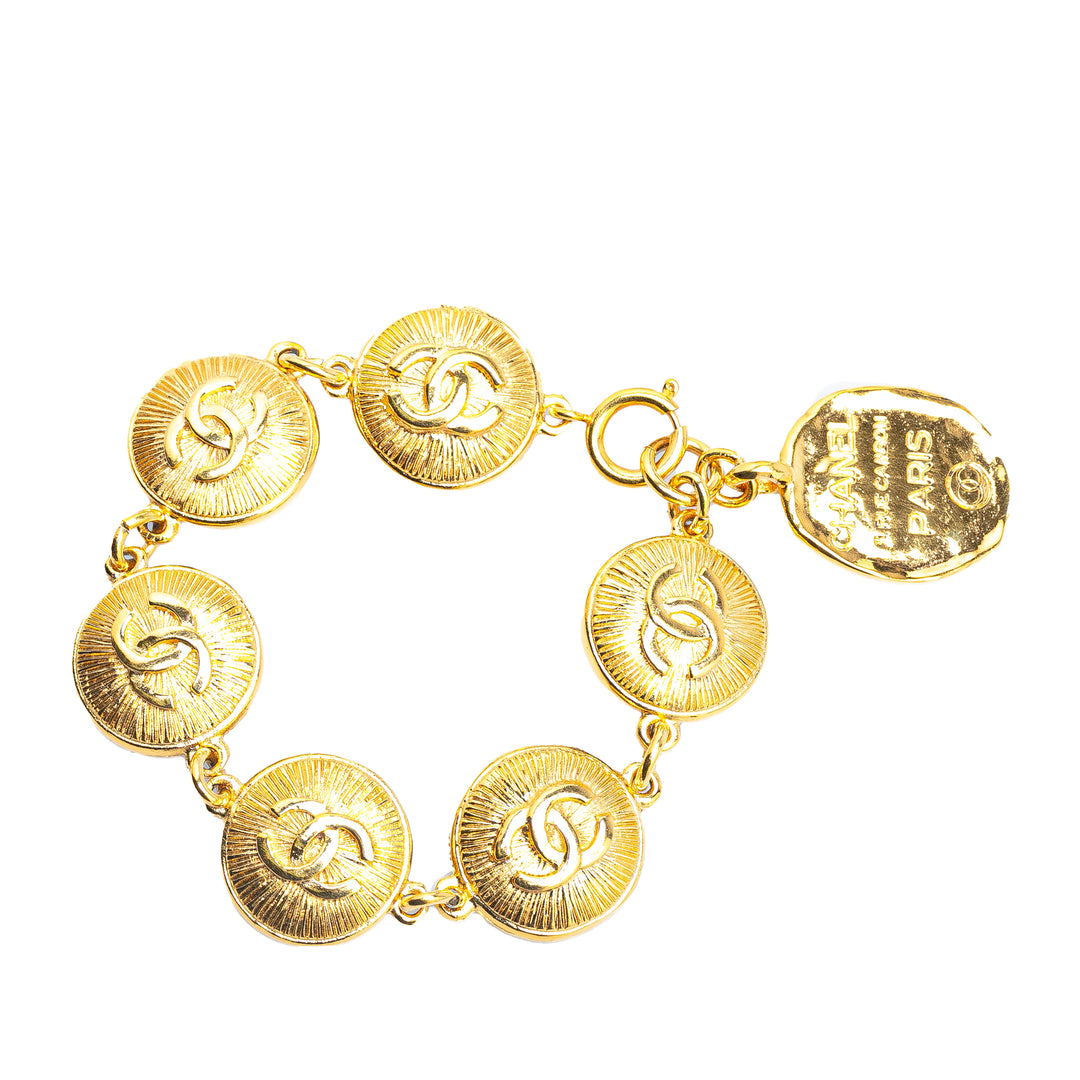 Chanel Gold Plated CC Rue Cambon Medallion Bracelet Gold - GABY PARIS