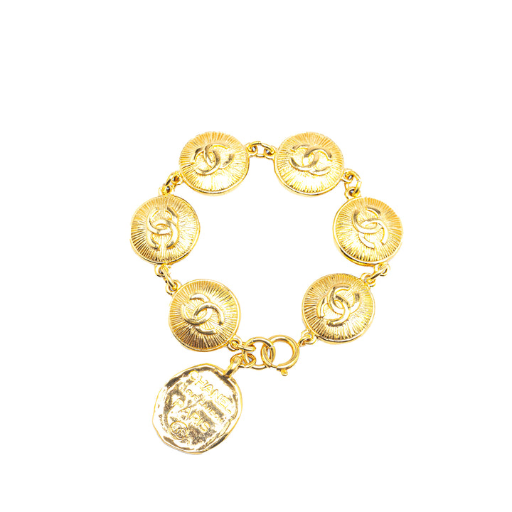 Chanel Gold Plated CC Rue Cambon Medallion Bracelet Gold - GABY PARIS