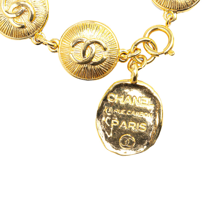 Chanel Gold Plated CC Rue Cambon Medallion Bracelet Gold - GABY PARIS