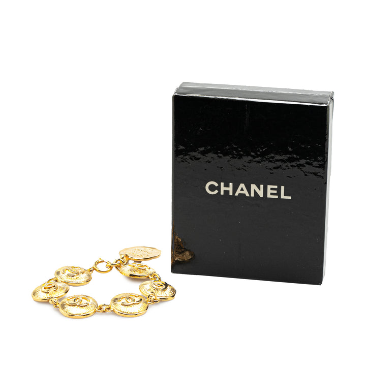 Chanel Gold Plated CC Rue Cambon Medallion Bracelet Gold - GABY PARIS