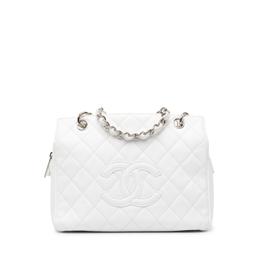 Chanel Petite Timeless Cabas Cuir caviar Blanc – vue principale – GABY PARIS