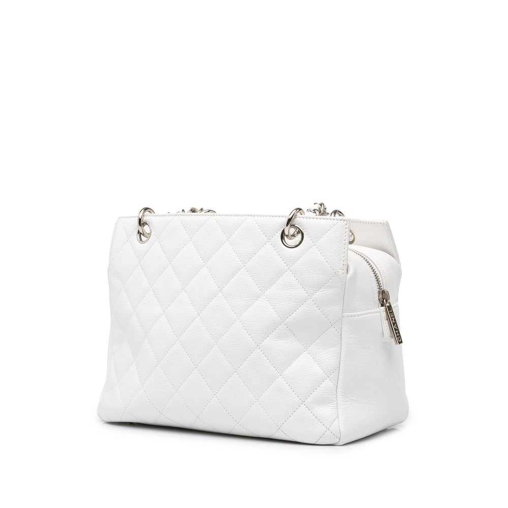 Chanel Petite Timeless Cabas Cuir caviar Blanc – vue 2 – GABY PARIS